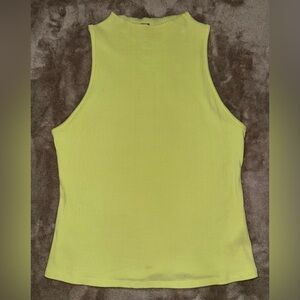 MAEVE Mock Neck Sleeveless Ribbed Tank in Fluorescent Yellow Size Medium